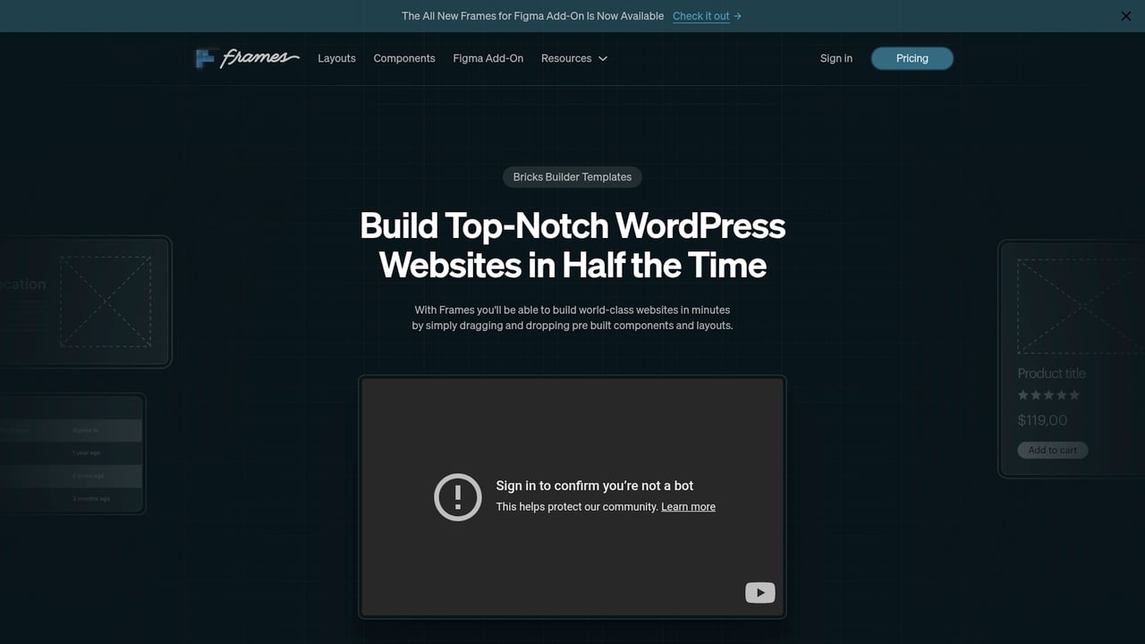 Screenshot of Frames website