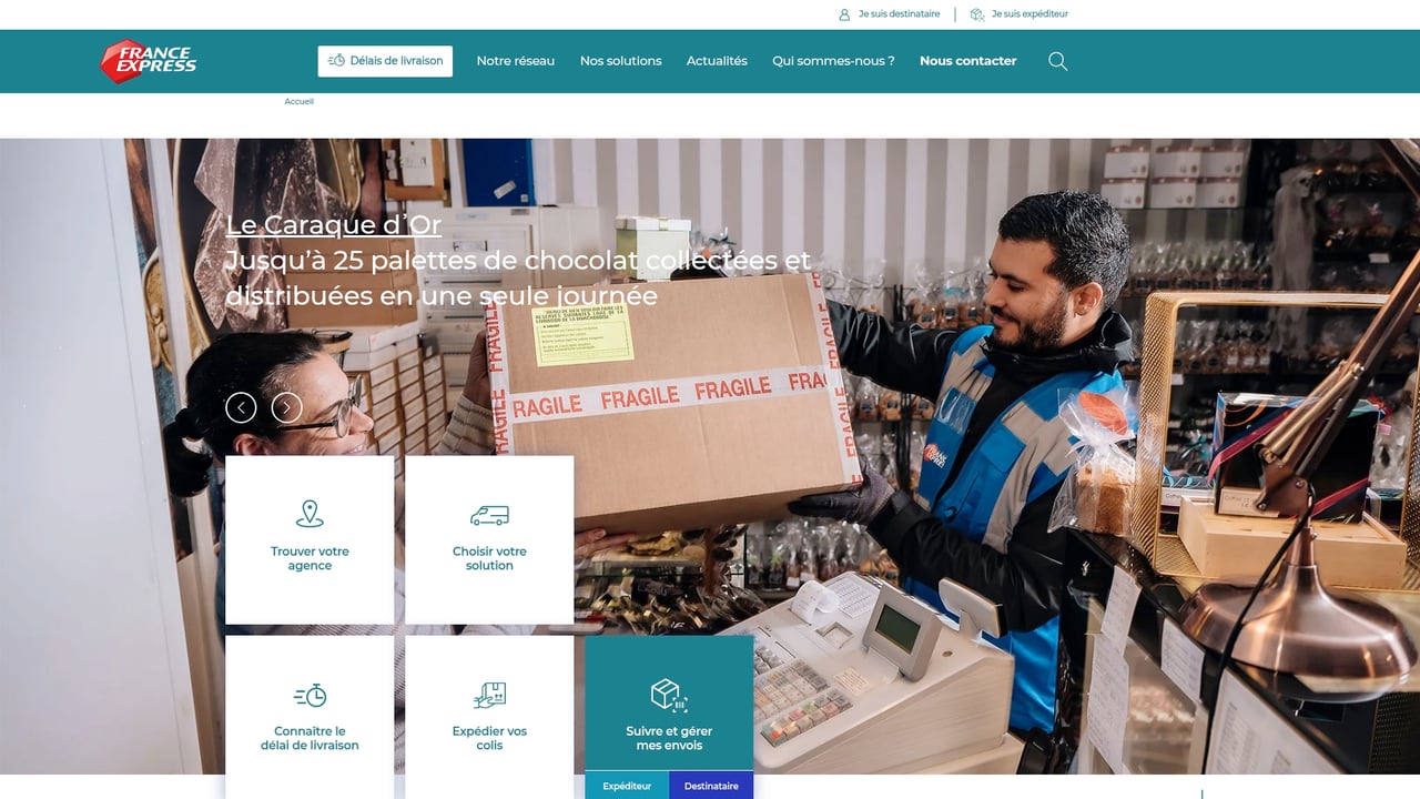 Screenshot of France Express website