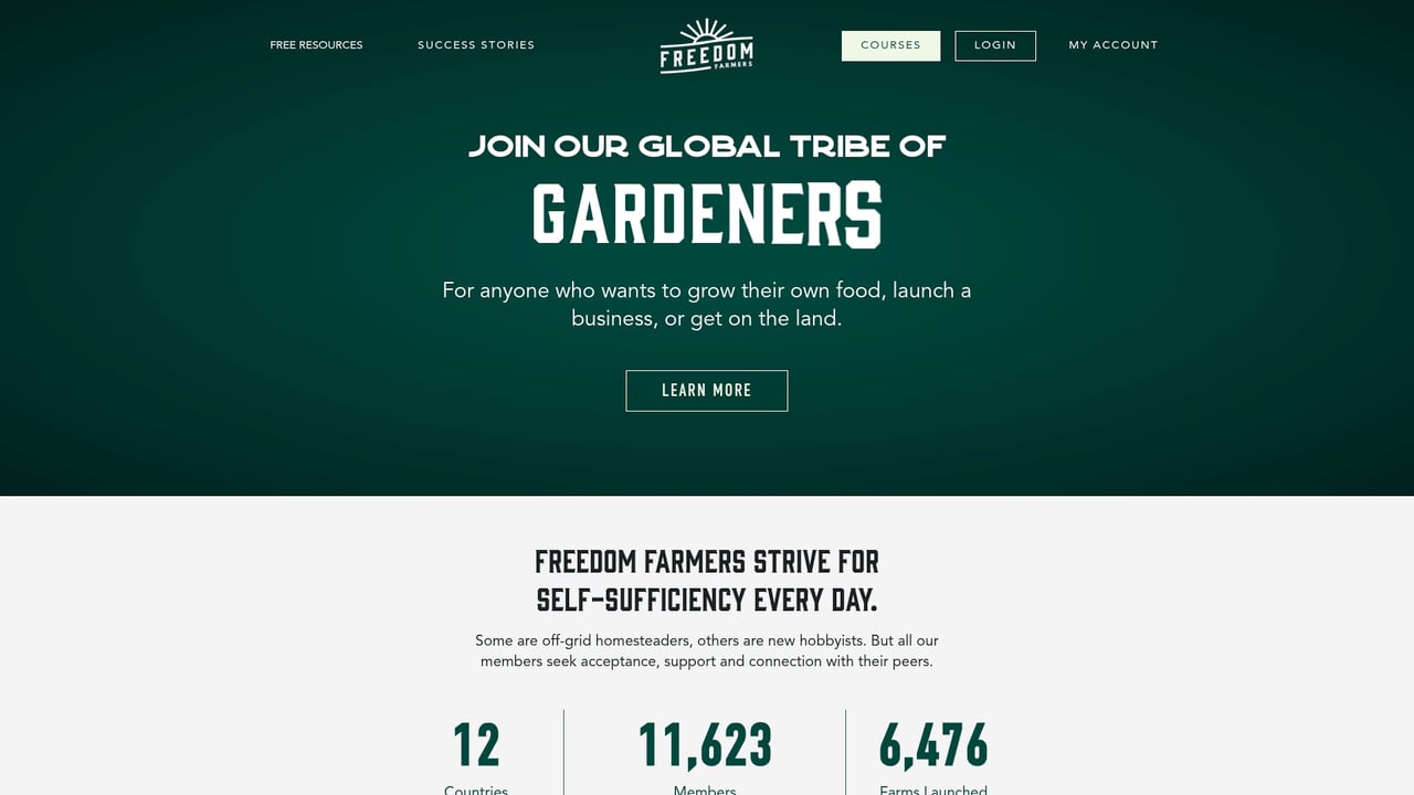 Screenshot of Freedom Farmers website