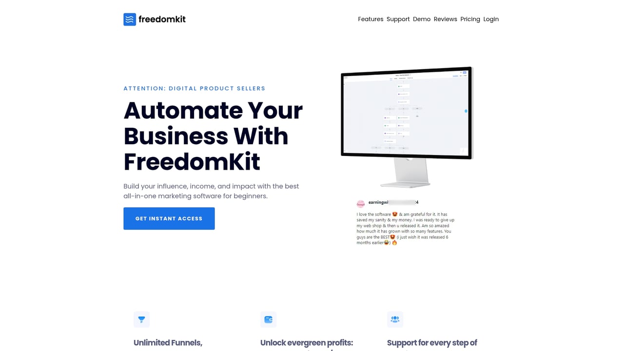 Screenshot of FreedomKit website