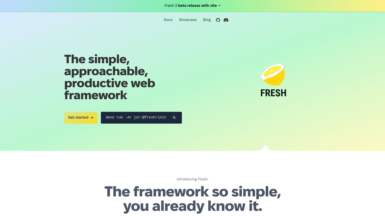 Screenshot of Fresh website