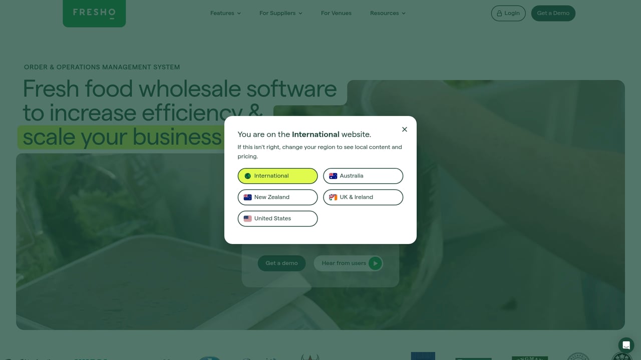 Screenshot of Fresho website