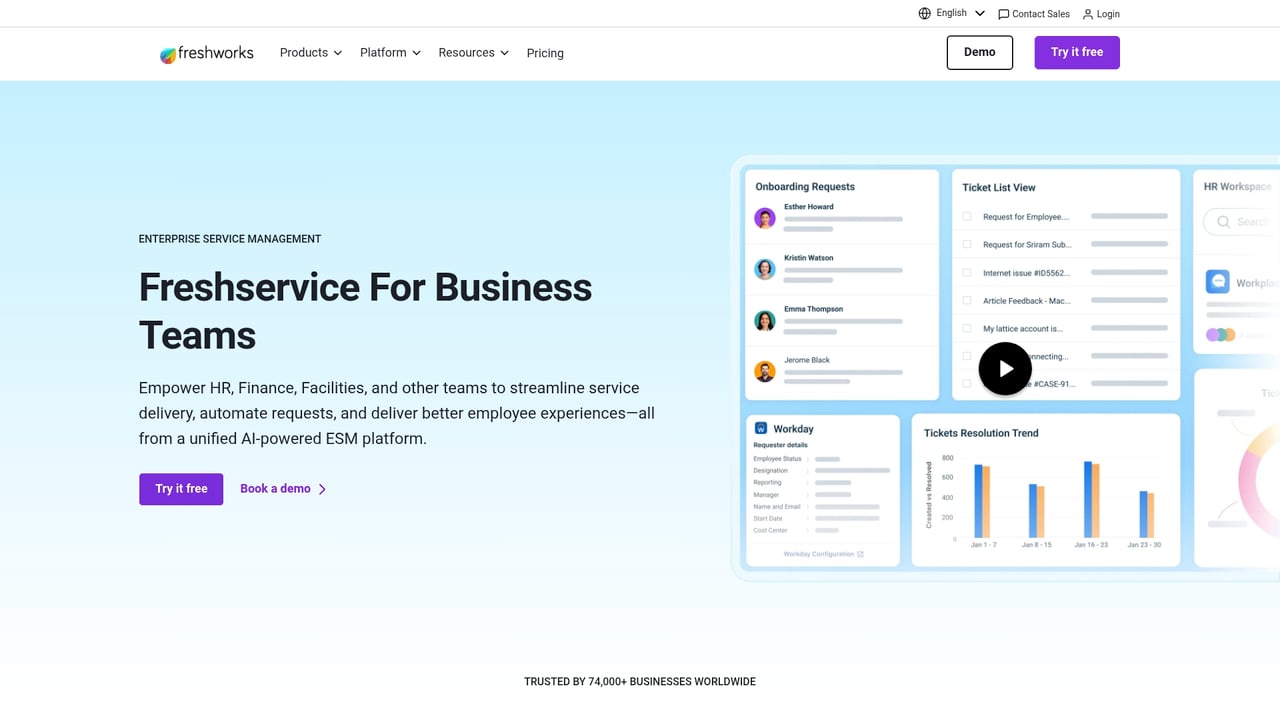 Screenshot of Freshteam website