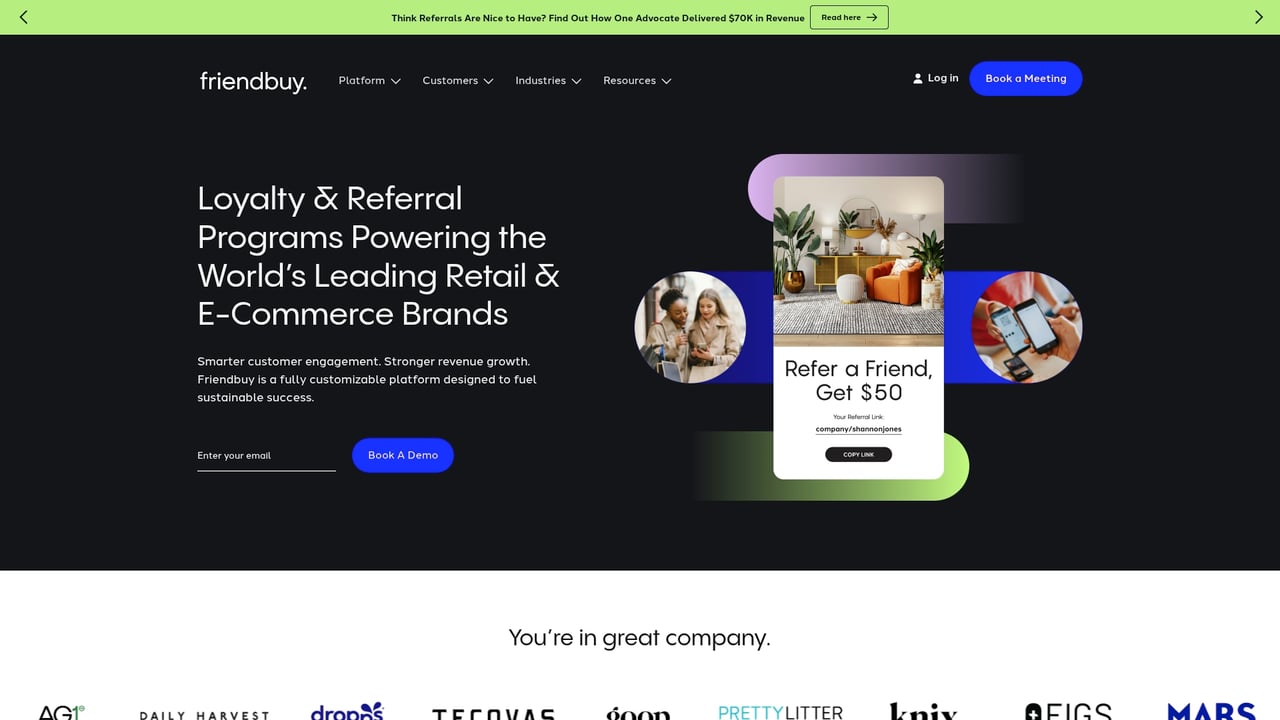 Screenshot of Friendbuy website