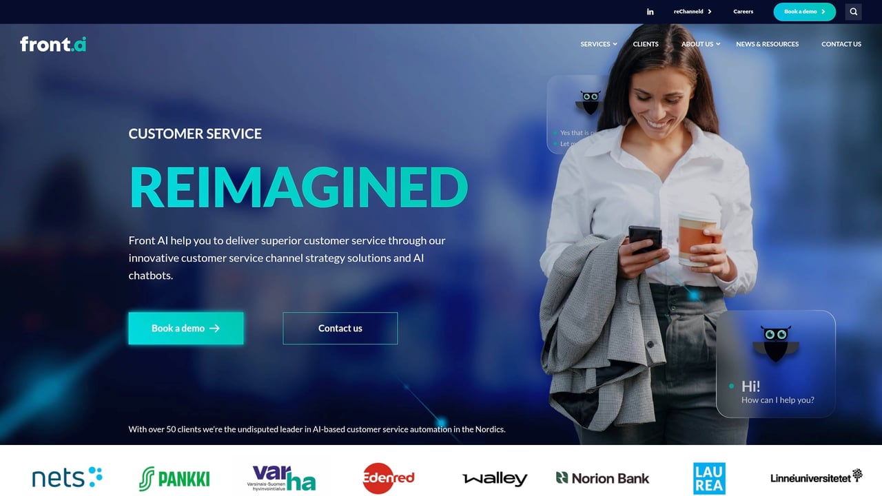 Screenshot of Front AI website
