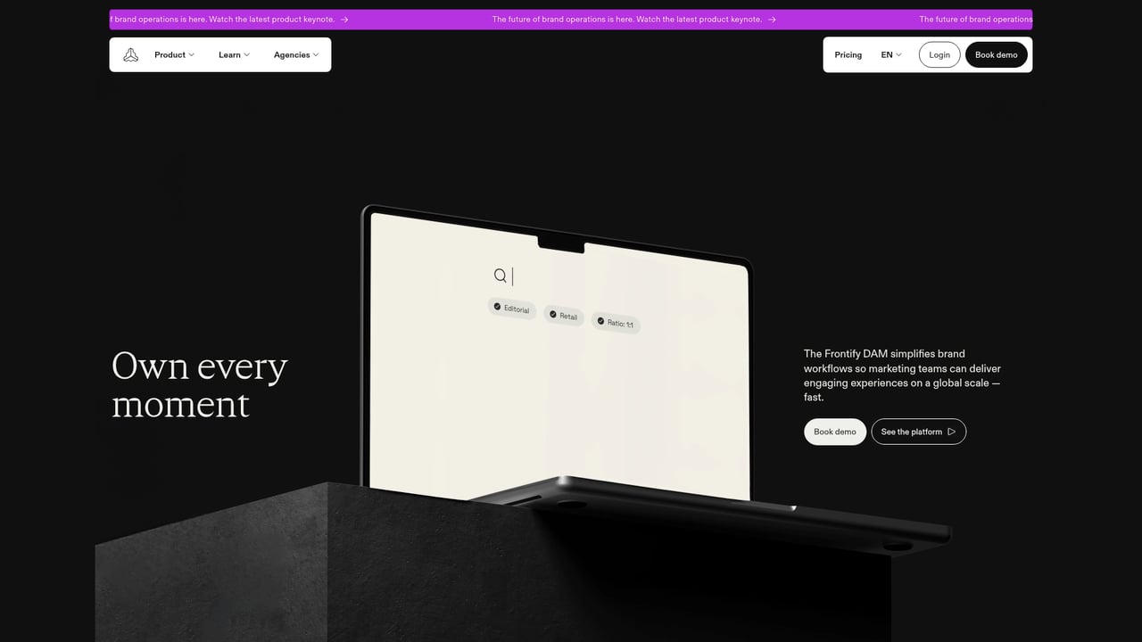 Screenshot of Frontify website