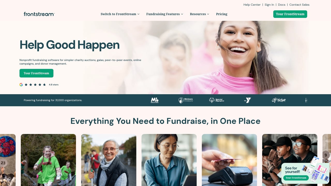 Screenshot of Frontstream website