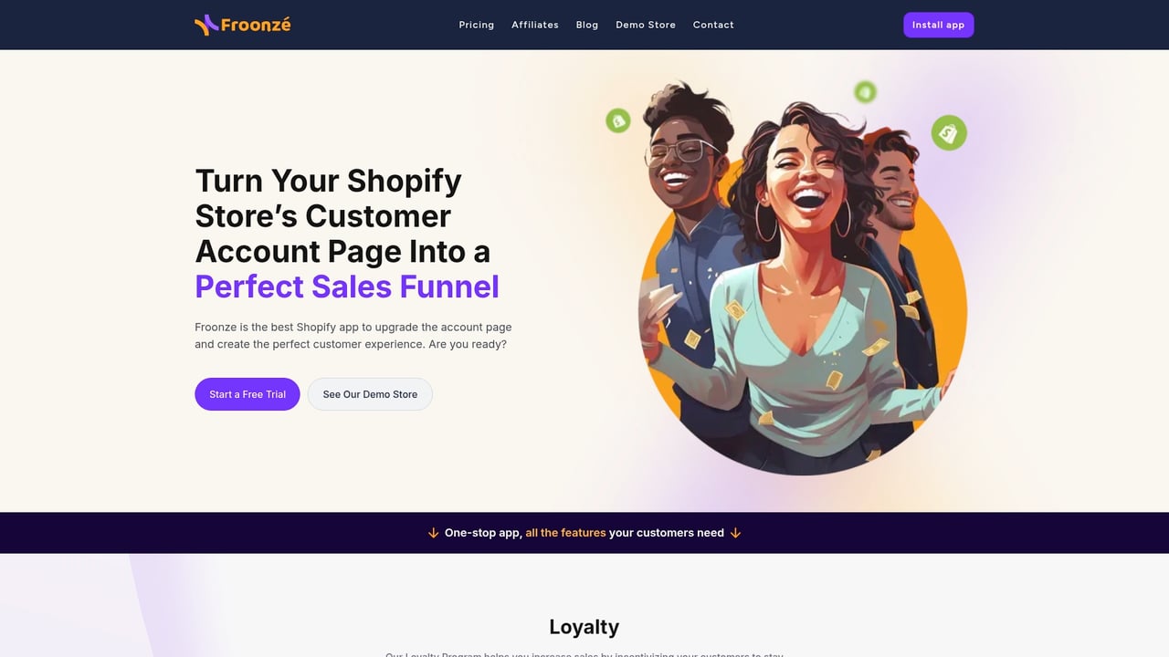 Screenshot of Froonze website