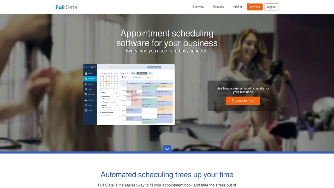Screenshot of Full Slate website