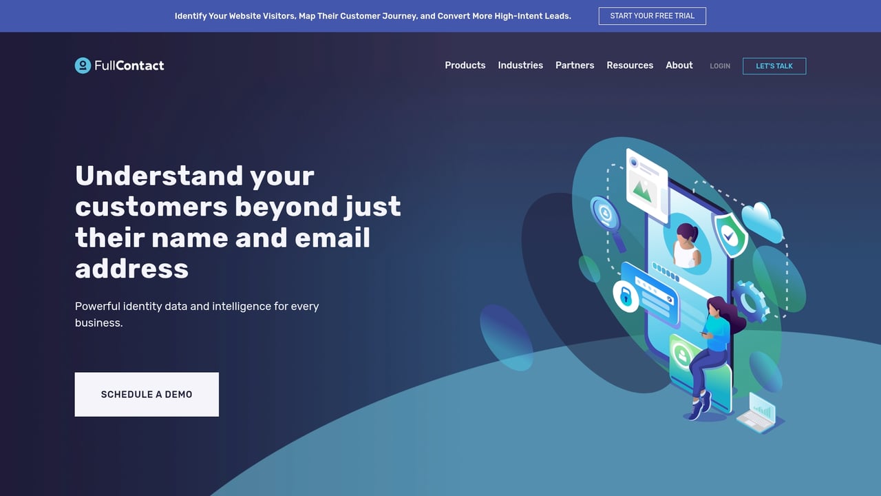 Screenshot of FullContact website