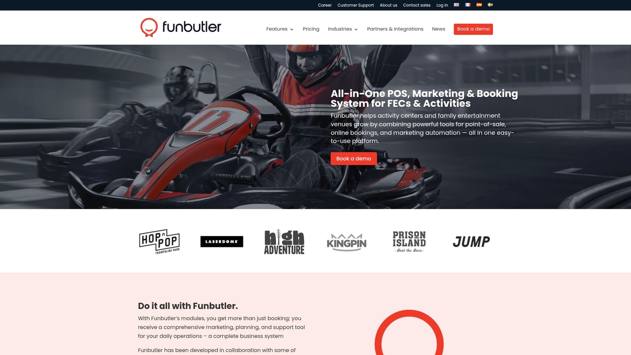 Screenshot of Funbutler Booking website