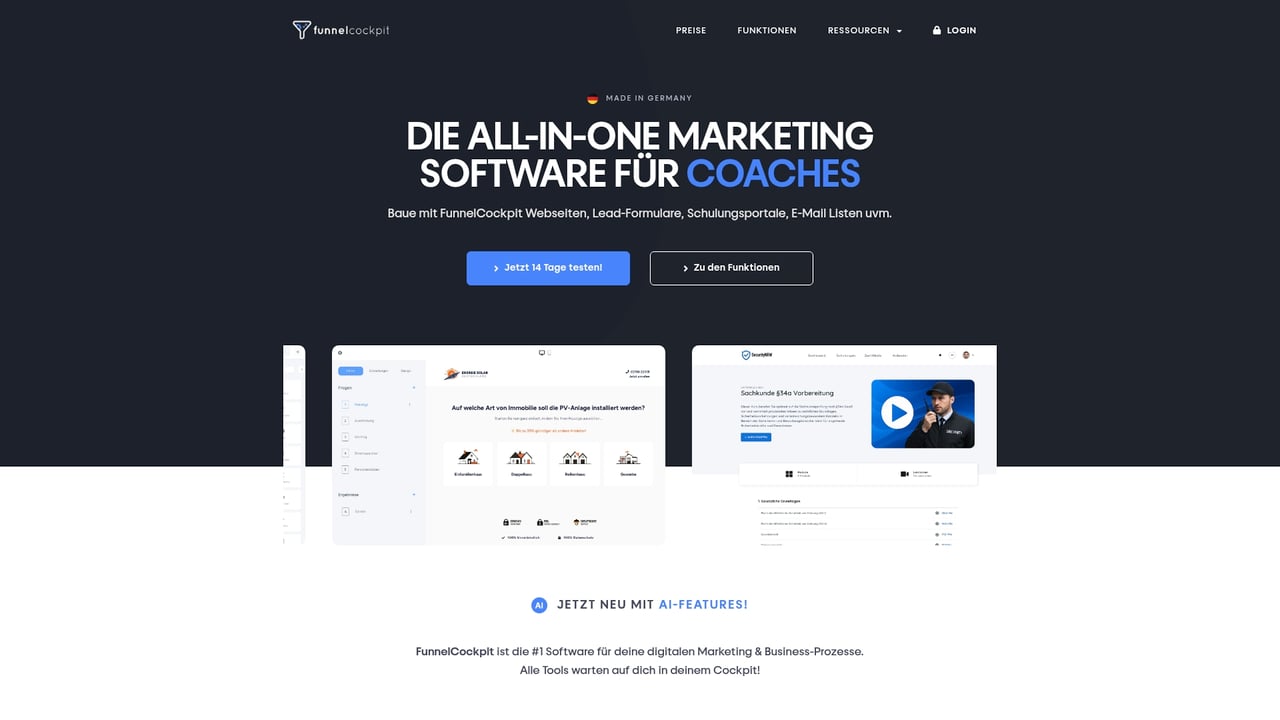Screenshot of FunnelCockpit website