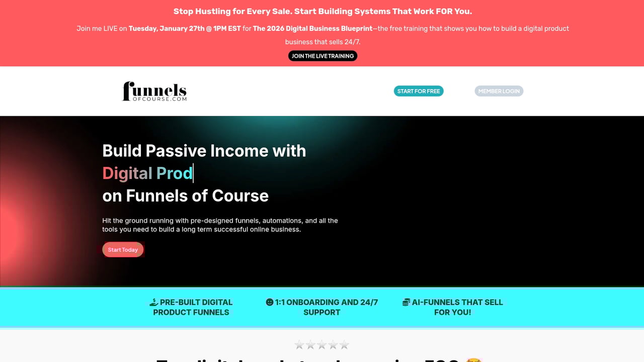 Screenshot of Funnels of Course website