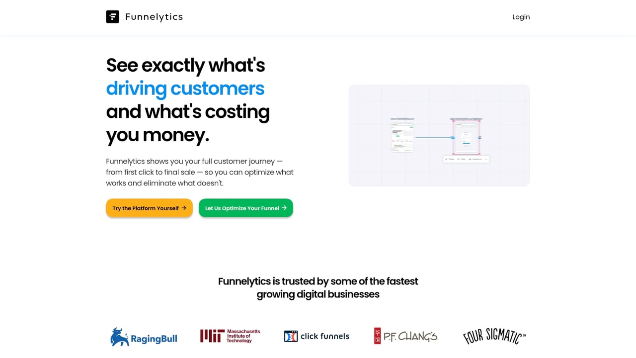 Screenshot of Funnelytics website