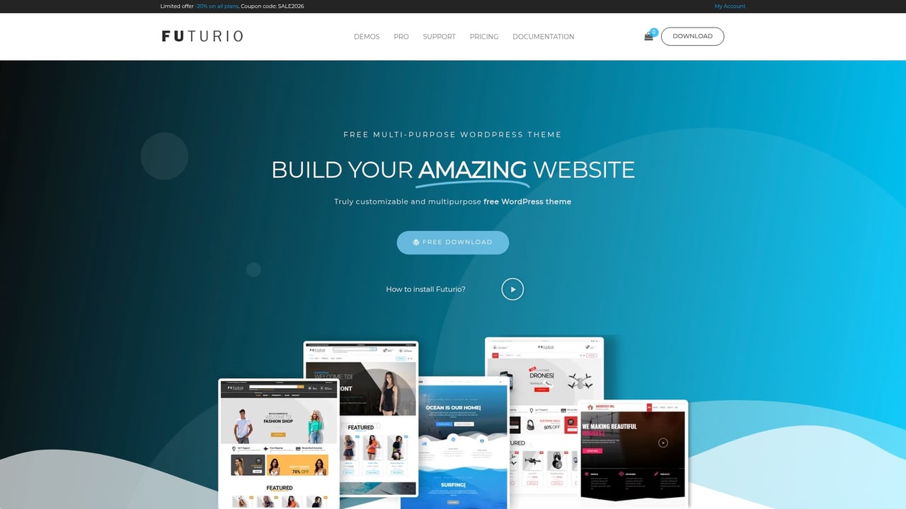 Screenshot of Futurio website