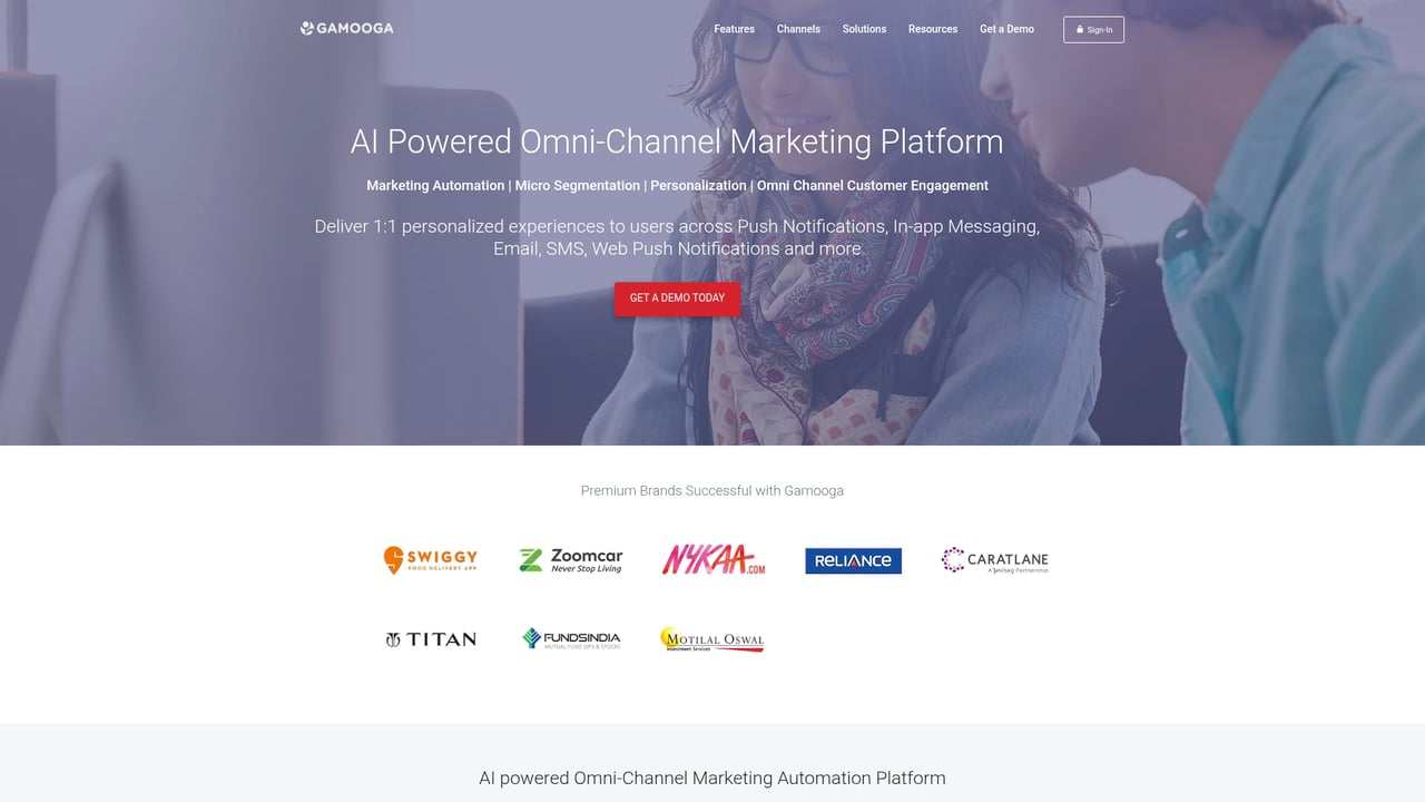 Screenshot of Gamooga website