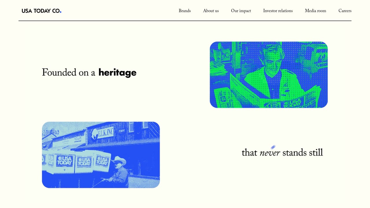 Screenshot of Gannett CMS website