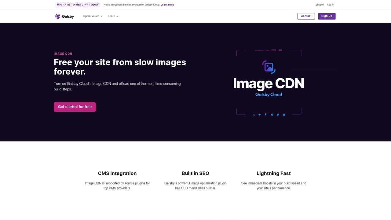 Screenshot of Gatsby Cloud Image CDN website