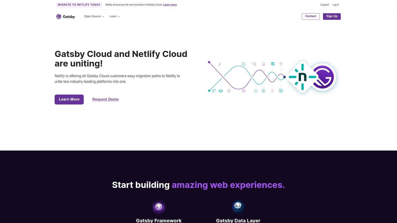 Screenshot of Gatsby website