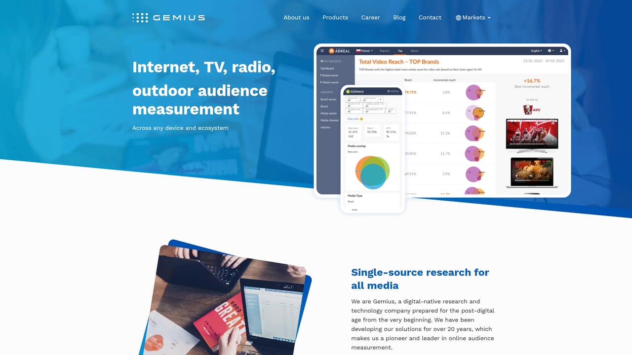 Screenshot of Gemius website