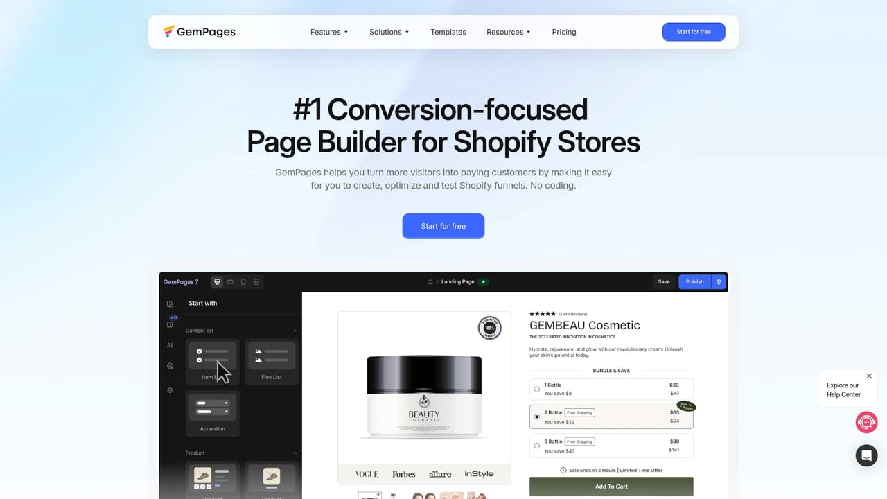 Screenshot of GemPages website