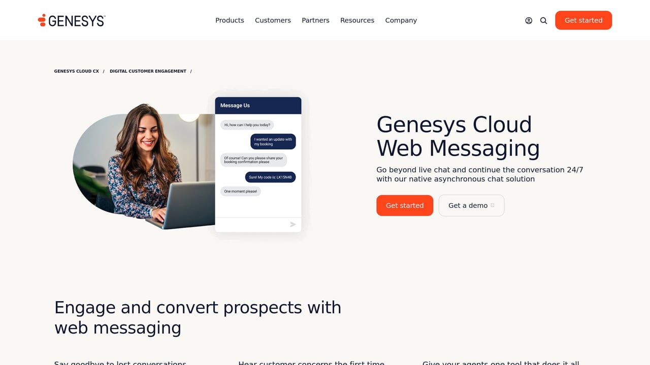 Screenshot of Genesys Chat website