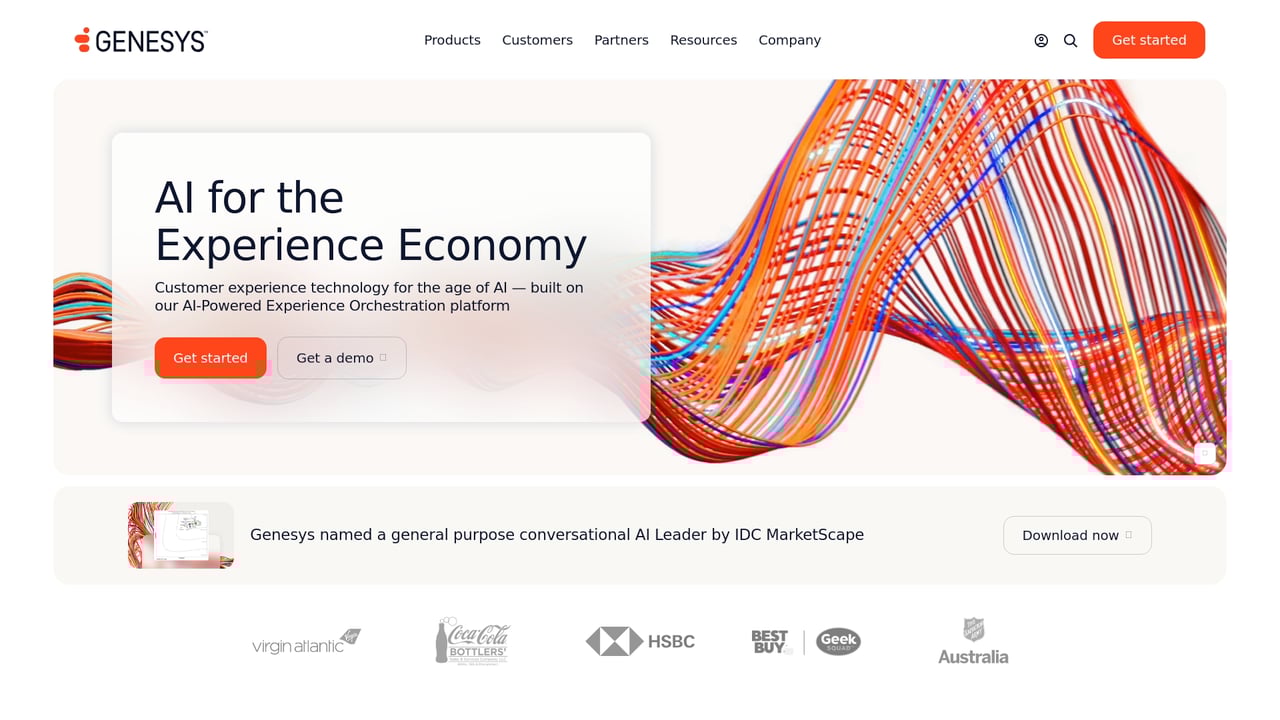 Screenshot of Genesys Cloud website