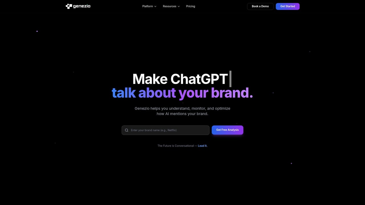 Screenshot of genezio website