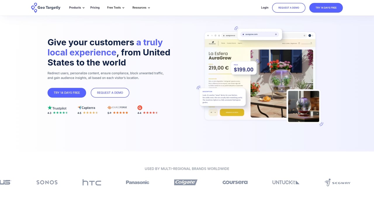 Screenshot of Geo Targetly website