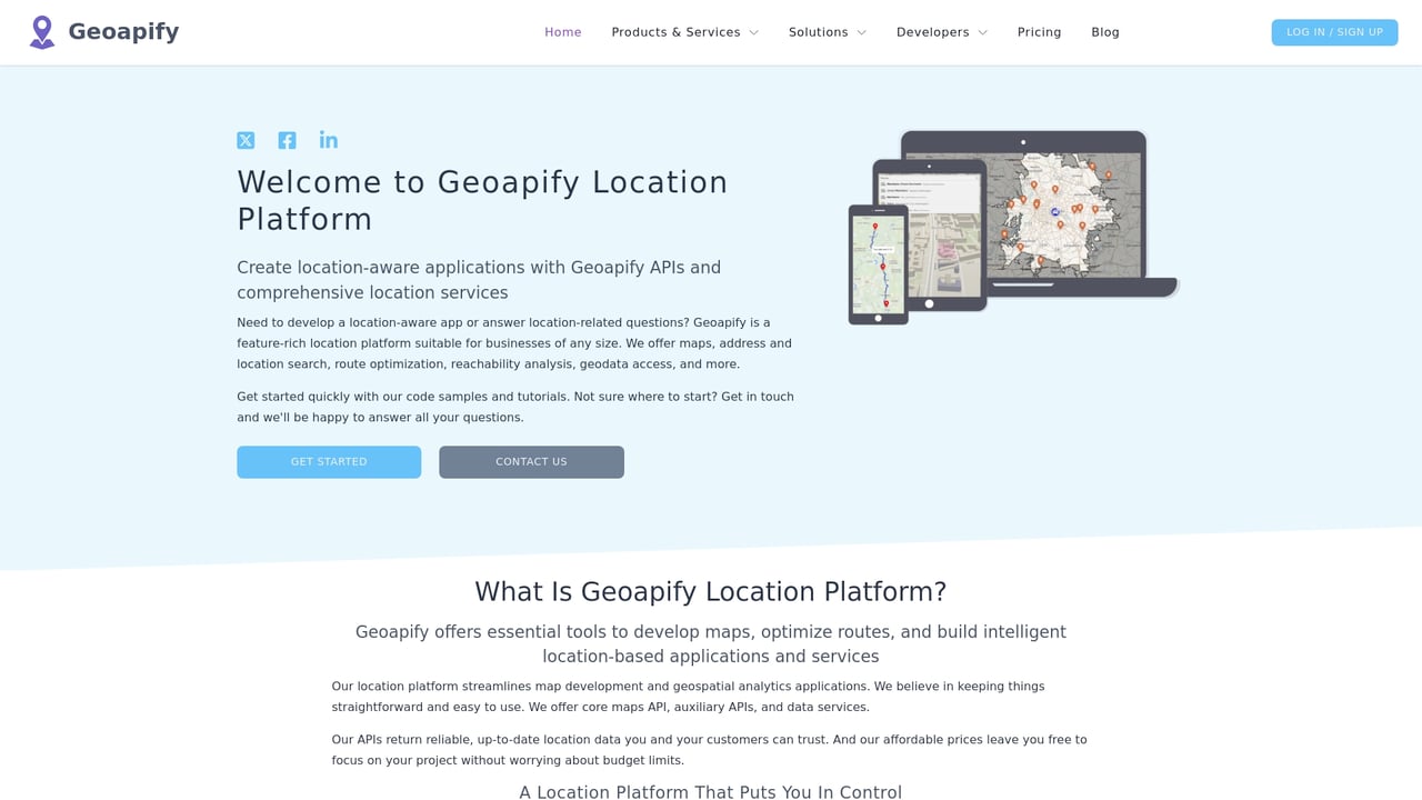 Screenshot of Geoapify website