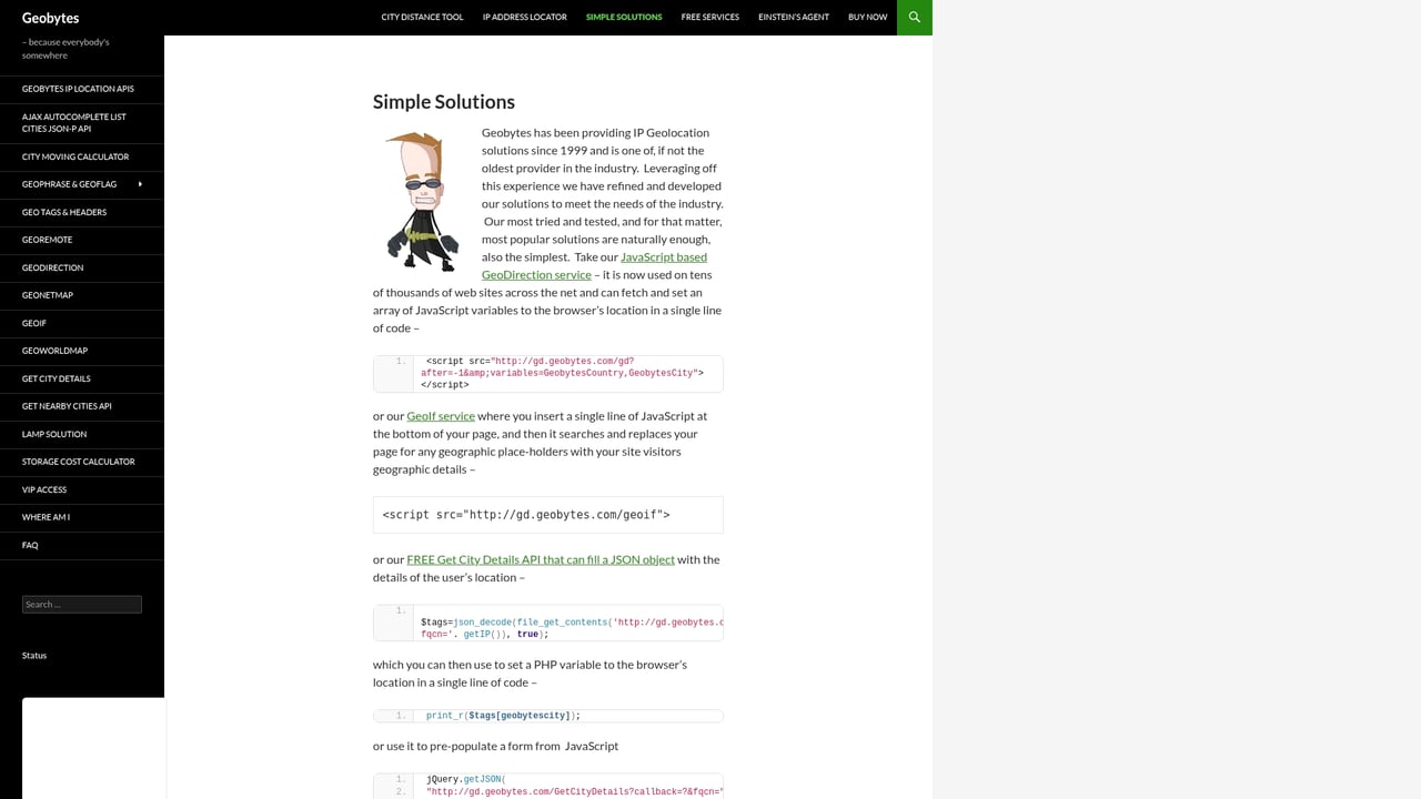 Screenshot of Geobytes website