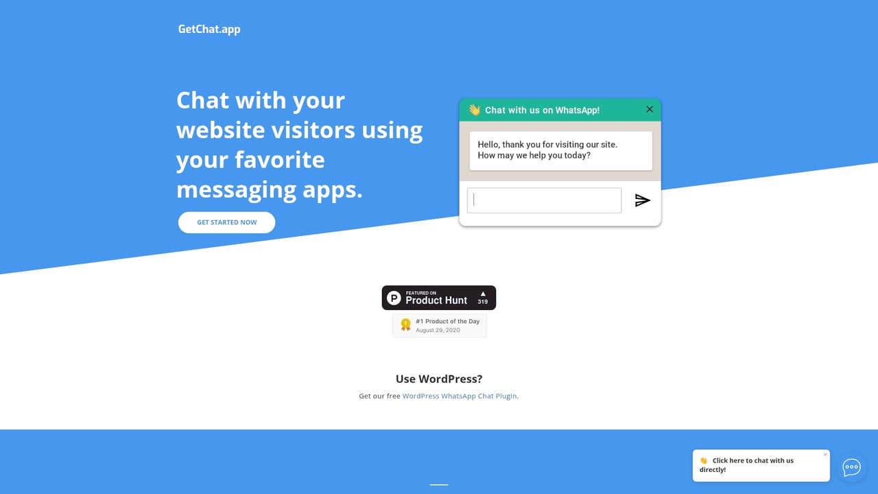 Screenshot of GetChat website