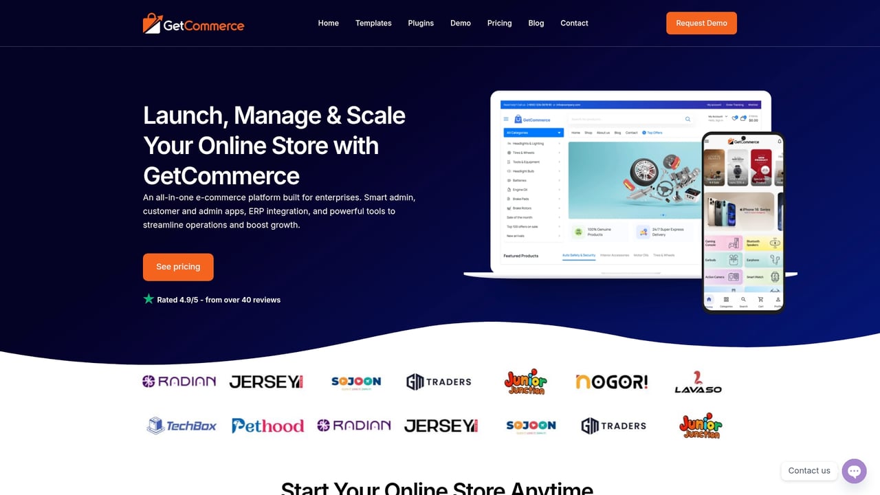 Screenshot of GetCommerce website