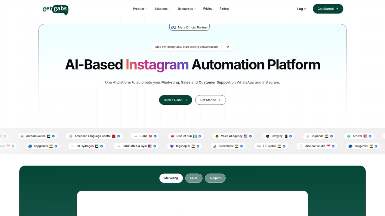 Screenshot of Getgabs website