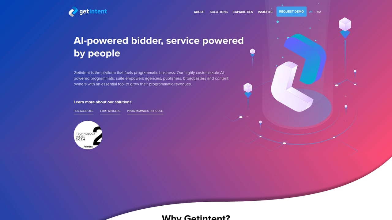 Screenshot of Getintent website