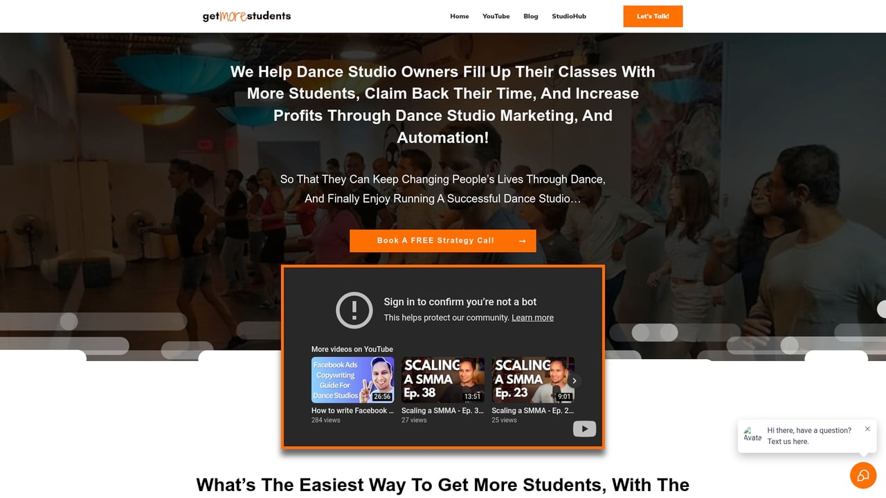 Screenshot of GetMoreStudents website
