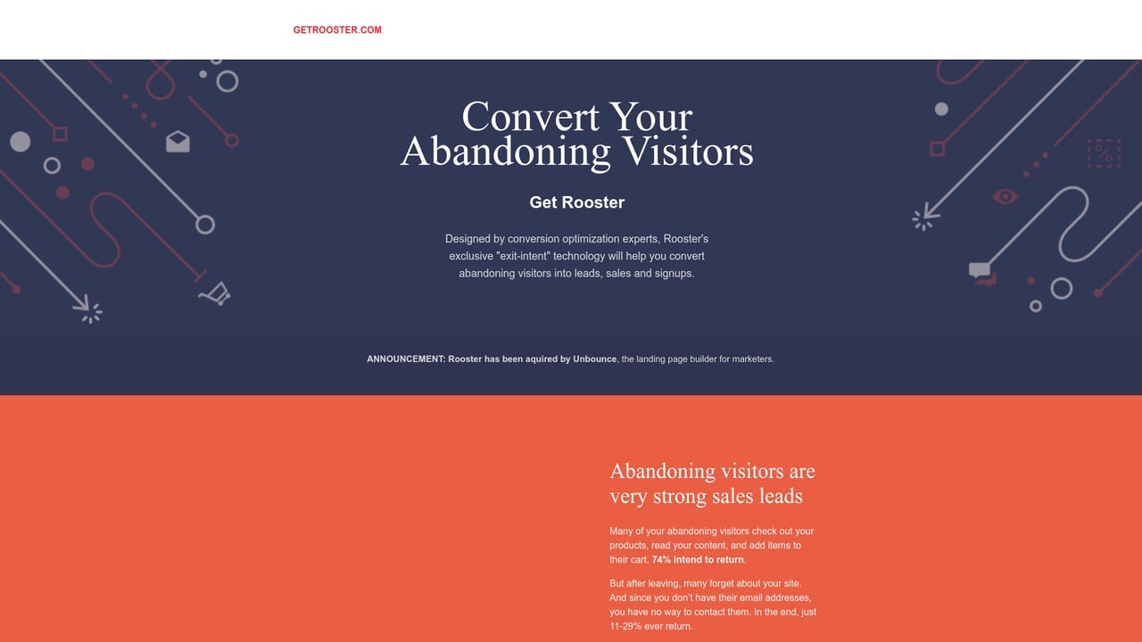 Screenshot of GetRooster website