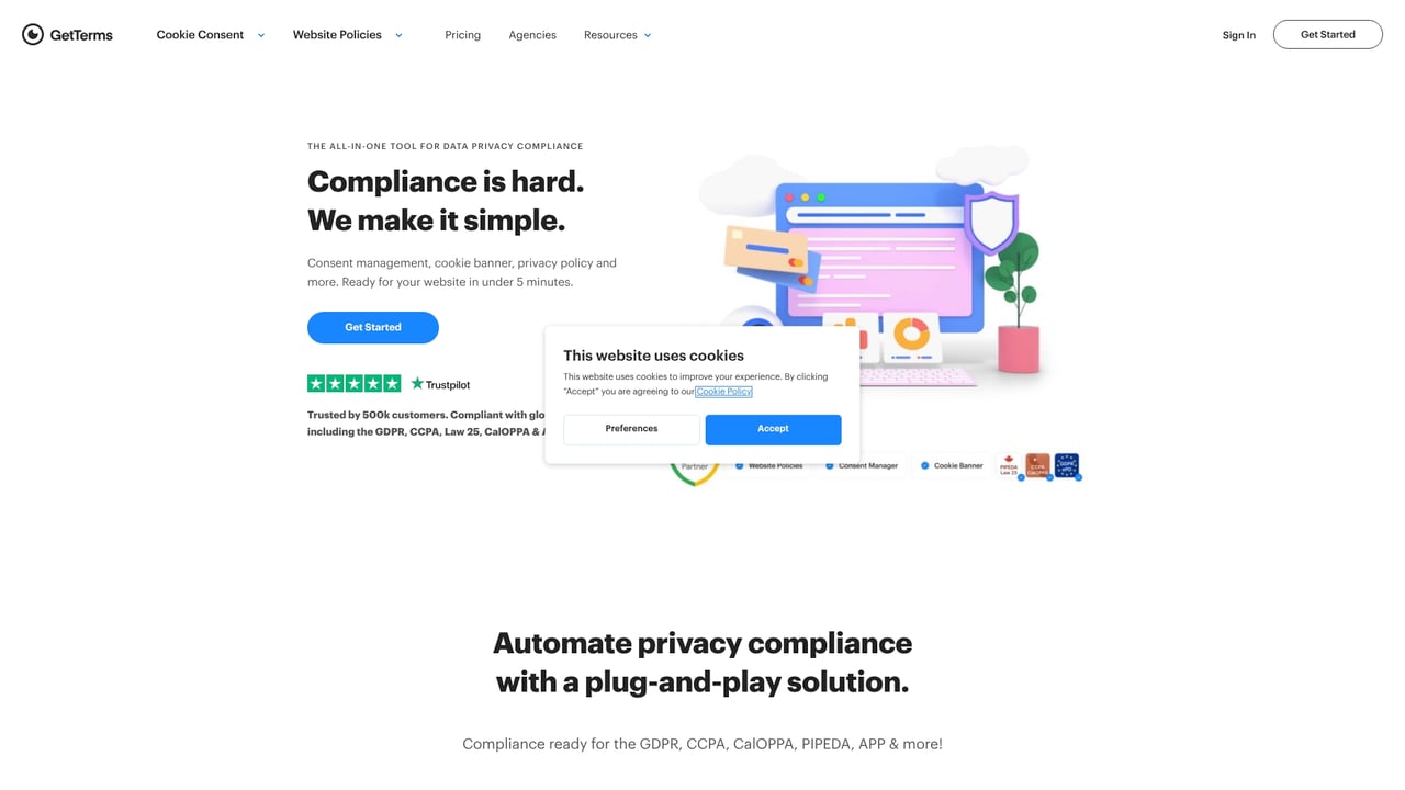 Screenshot of GetTerms website