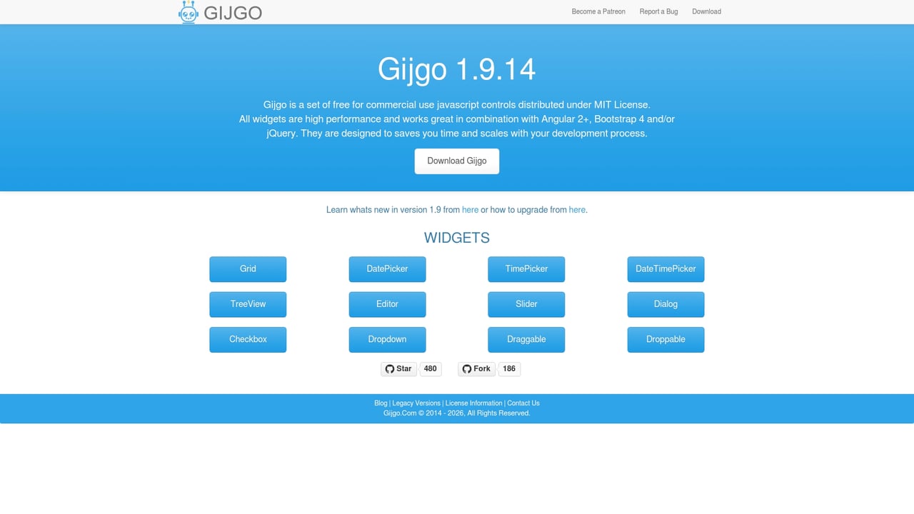Screenshot of Gijgo website