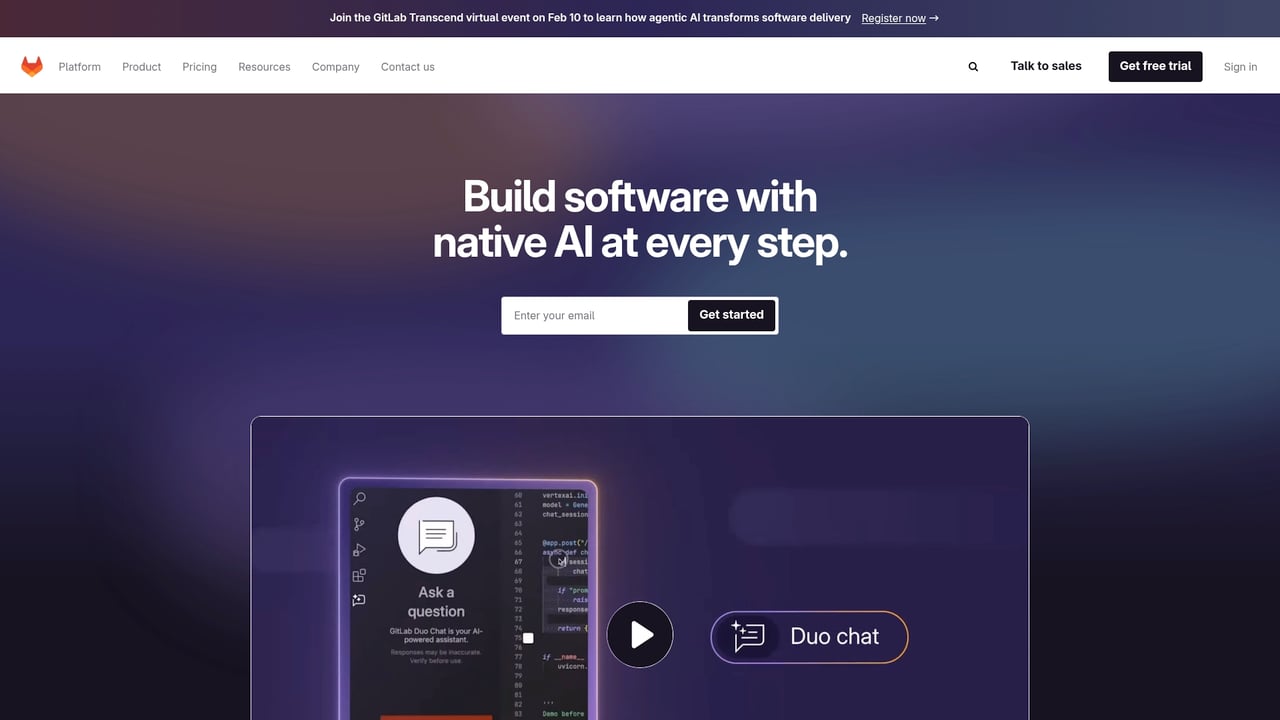 Screenshot of GitLab website