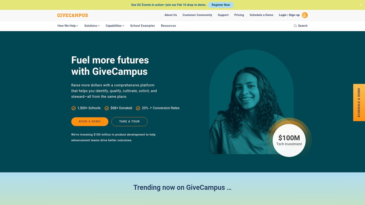 Screenshot of GiveCampus website
