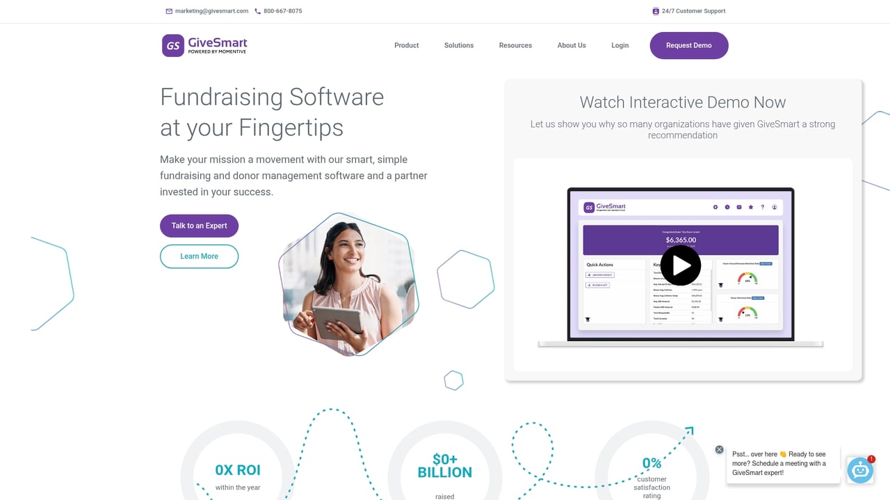 Screenshot of GiveSmart website