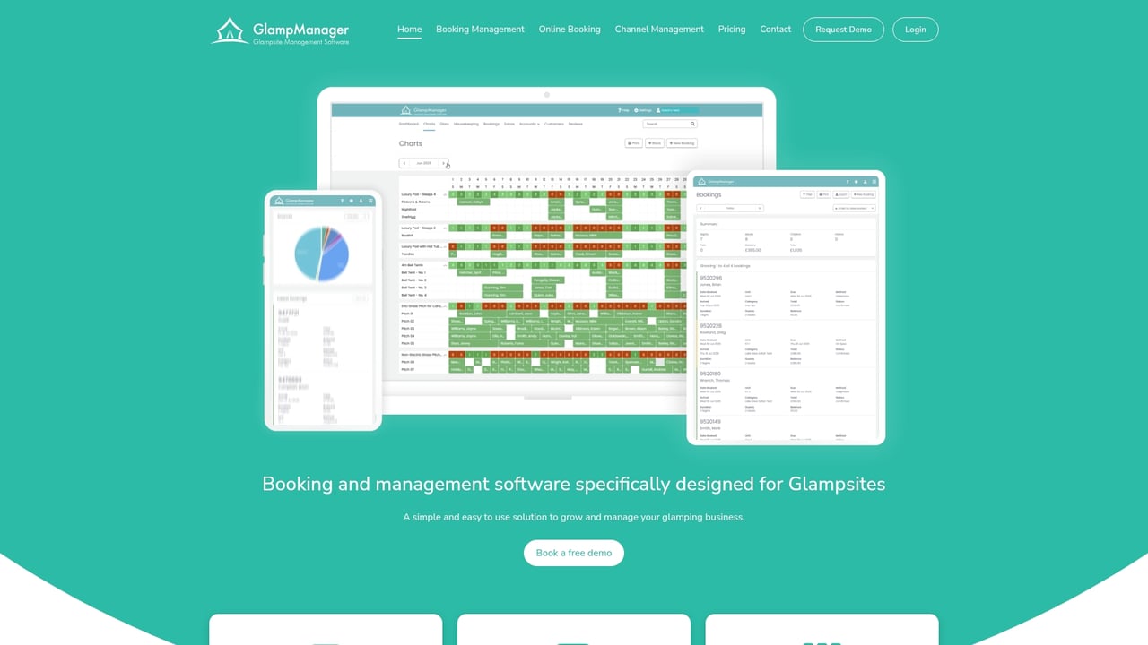 Screenshot of GlampManager website