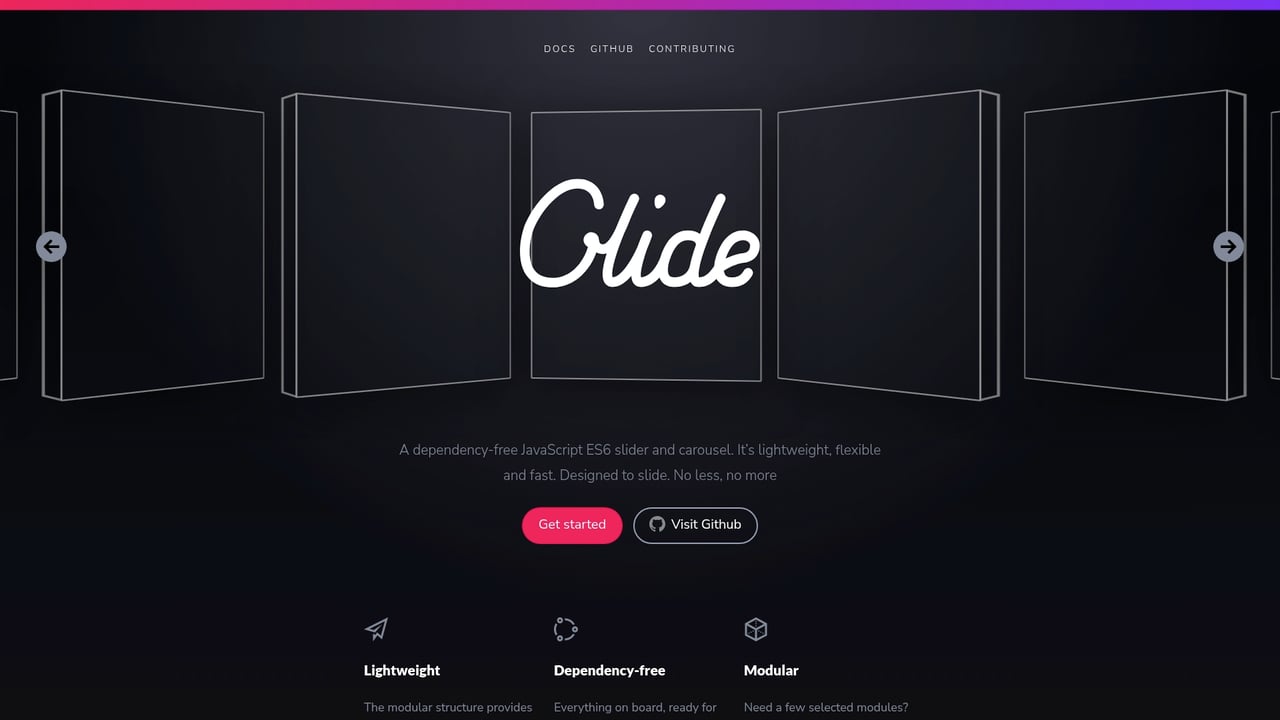 Screenshot of Glide.js website