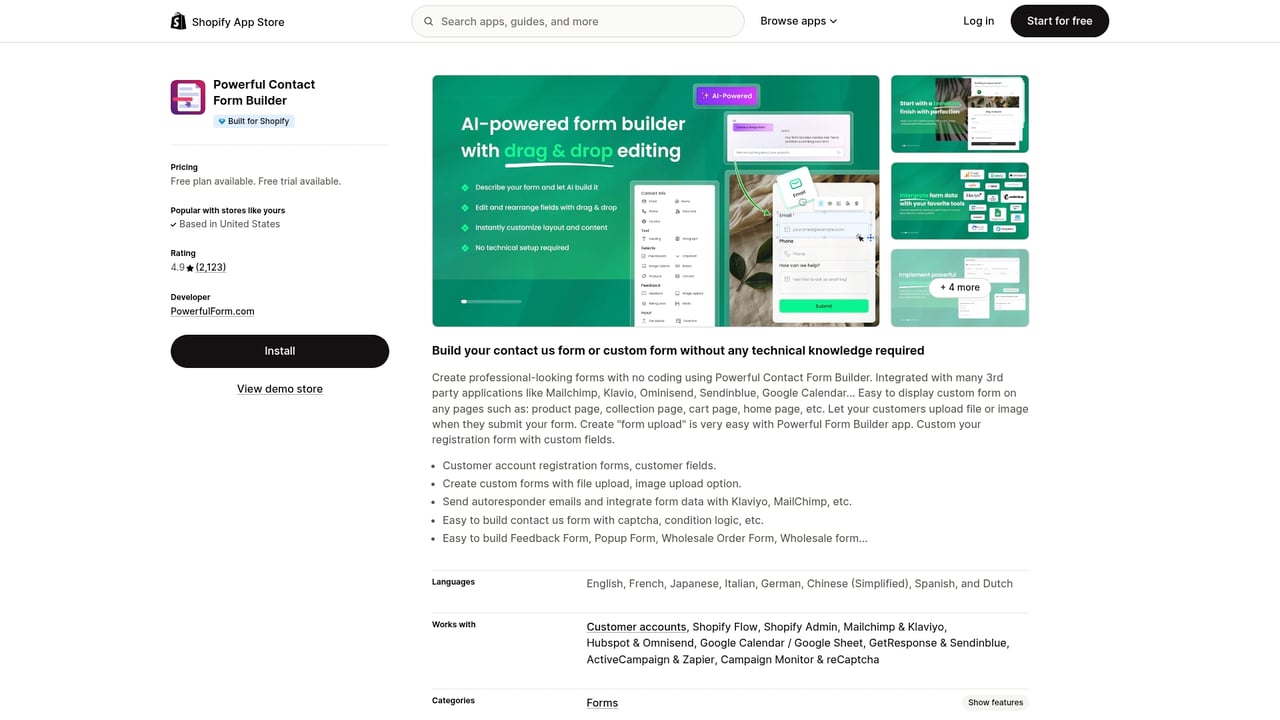 Screenshot of Globo Form Builder website