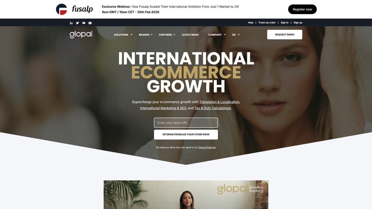 Screenshot of Glopal website