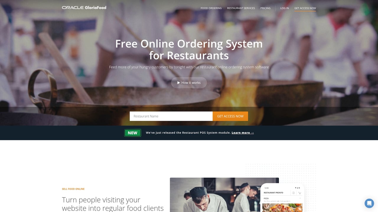 Screenshot of GloriaFood website