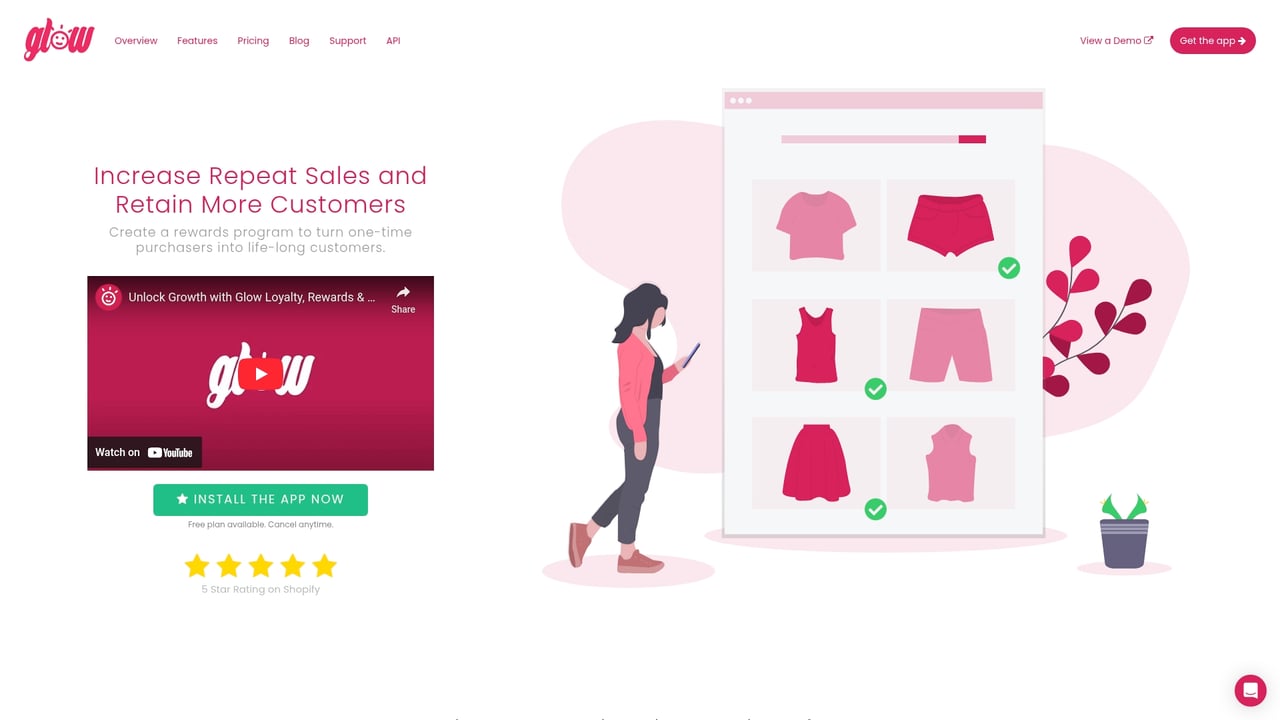 Screenshot of Glow website