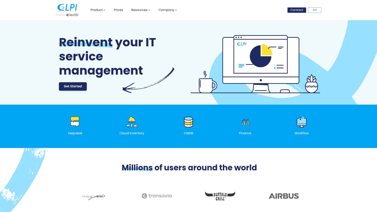 Screenshot of GLPI website