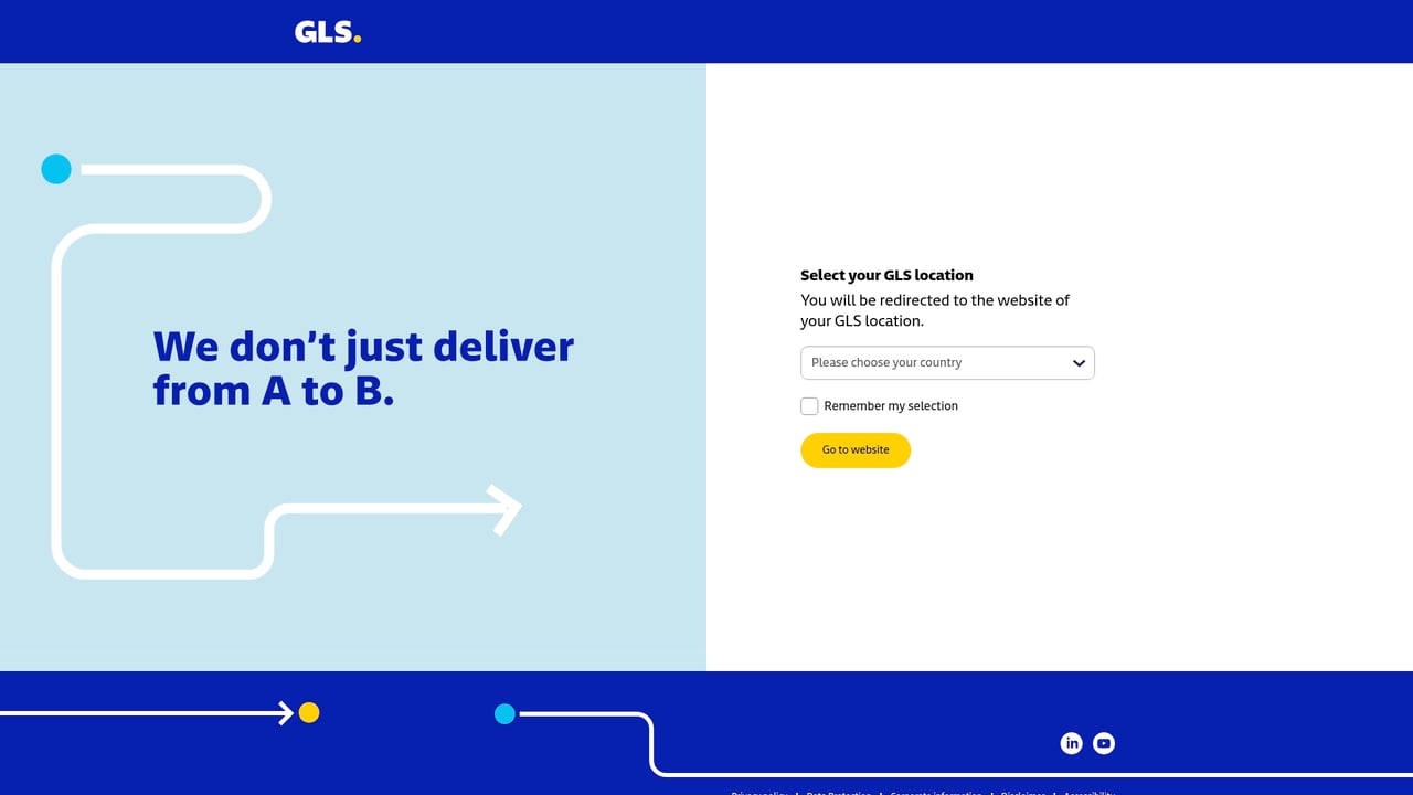 Screenshot of GLS website